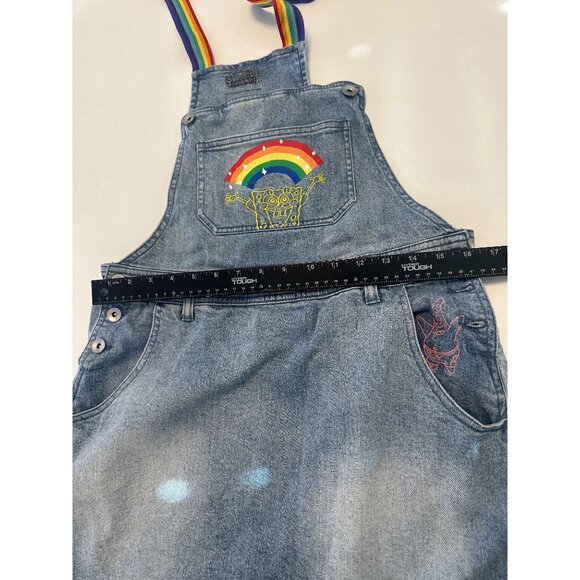 Spongebob Squarepants Skirtall Denim Overall Dress Pride Juniors Size Medium - Picture 9 of 10